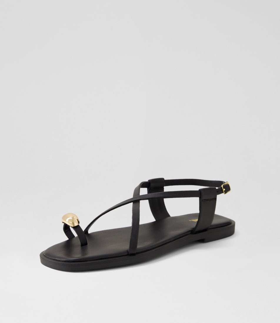 Jayna Black Leather Thongs