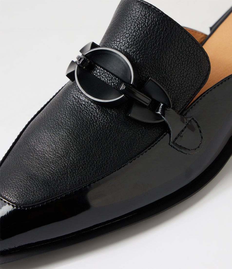 Ebmu Black Patent Leather Mules