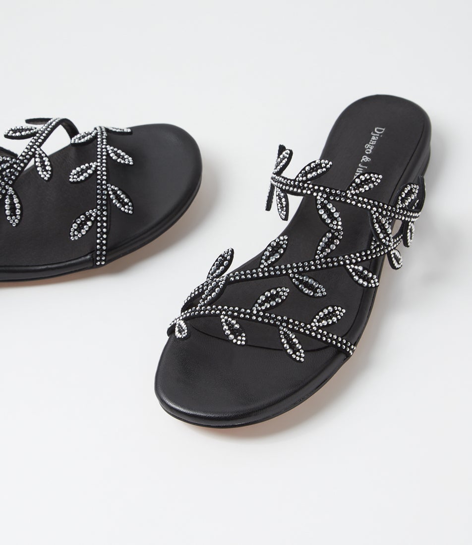 Kayaas Black Leather Slides
