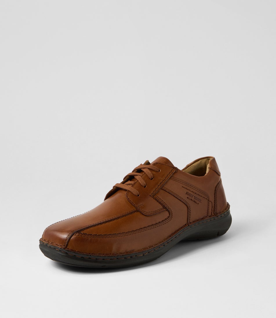 New Anvers 08 Cognac Leather Lace Up Flats