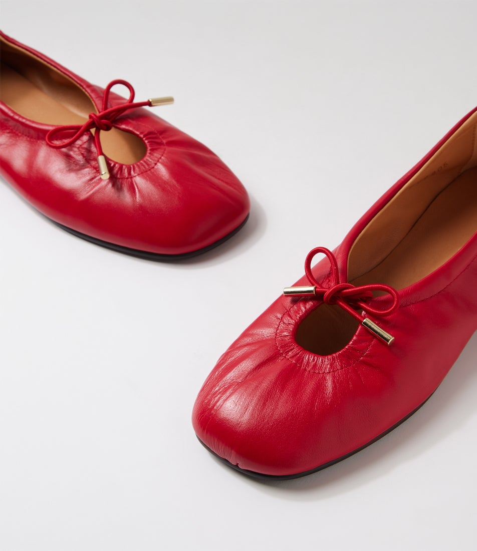 Rosalind Red Leather Ballet Flats