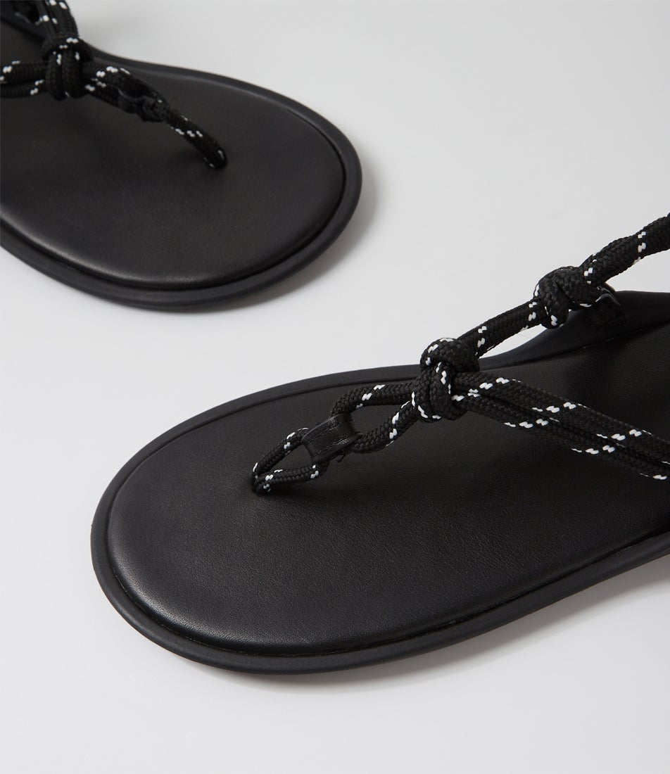 Ellemere Black Rope Leather Thongs