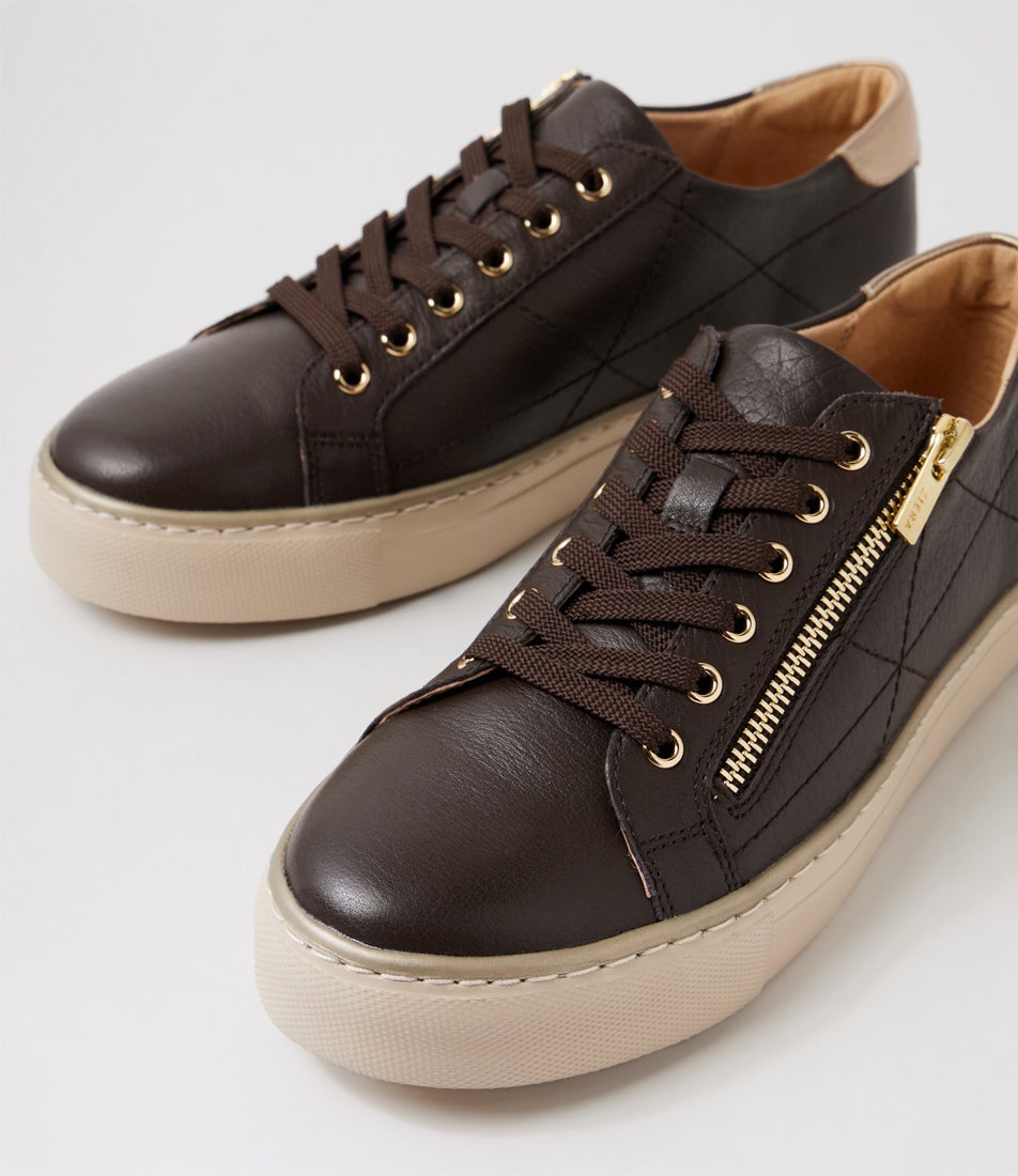 Pryor Xf Choc Champagne Leather Sneakers