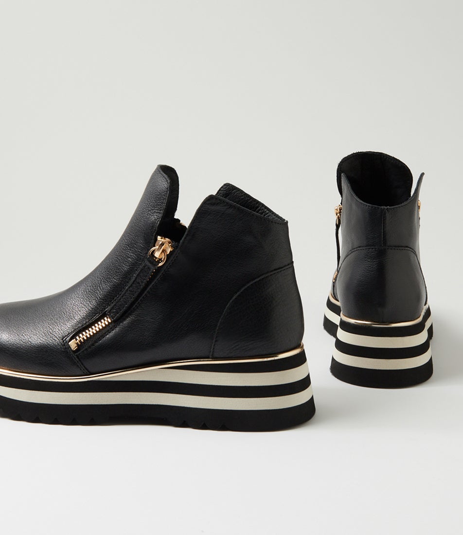 Evol Black Leather Ankle Boots