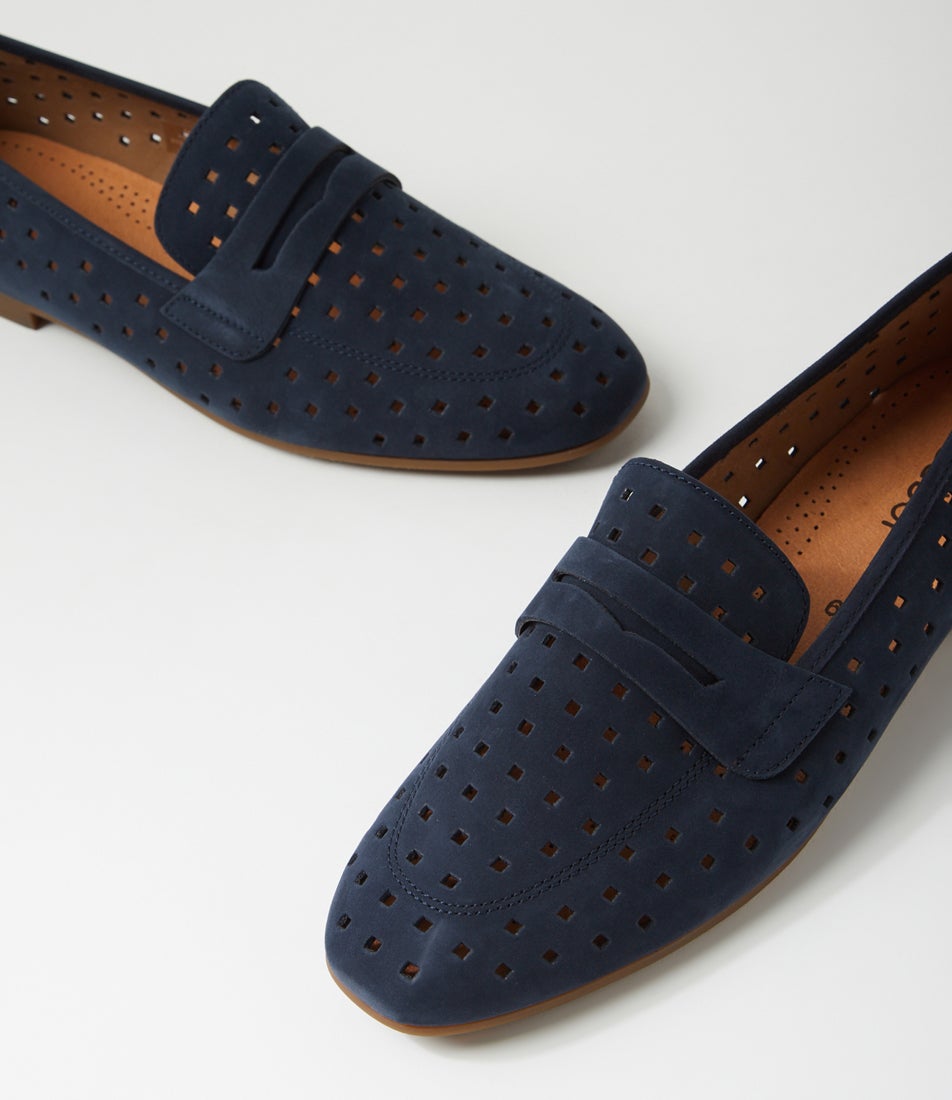 Cecilie Blue Leather Loafers