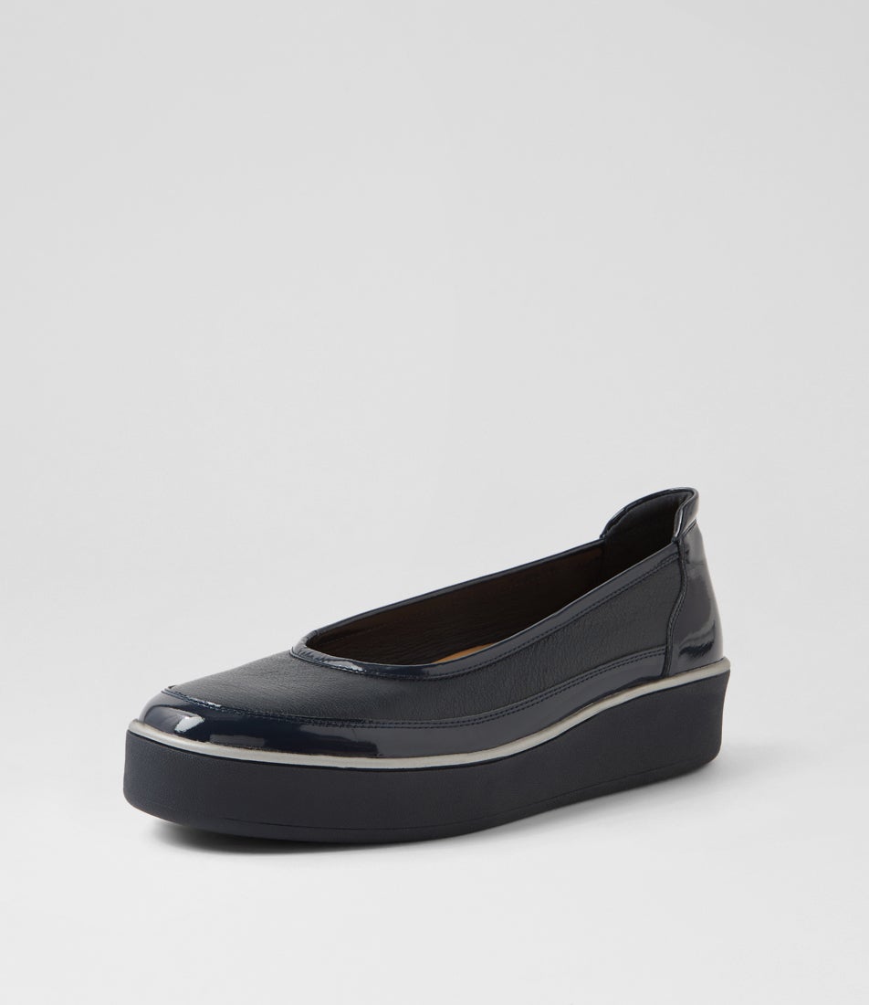 Zillay W Navy Patent Leather Flat Shoes