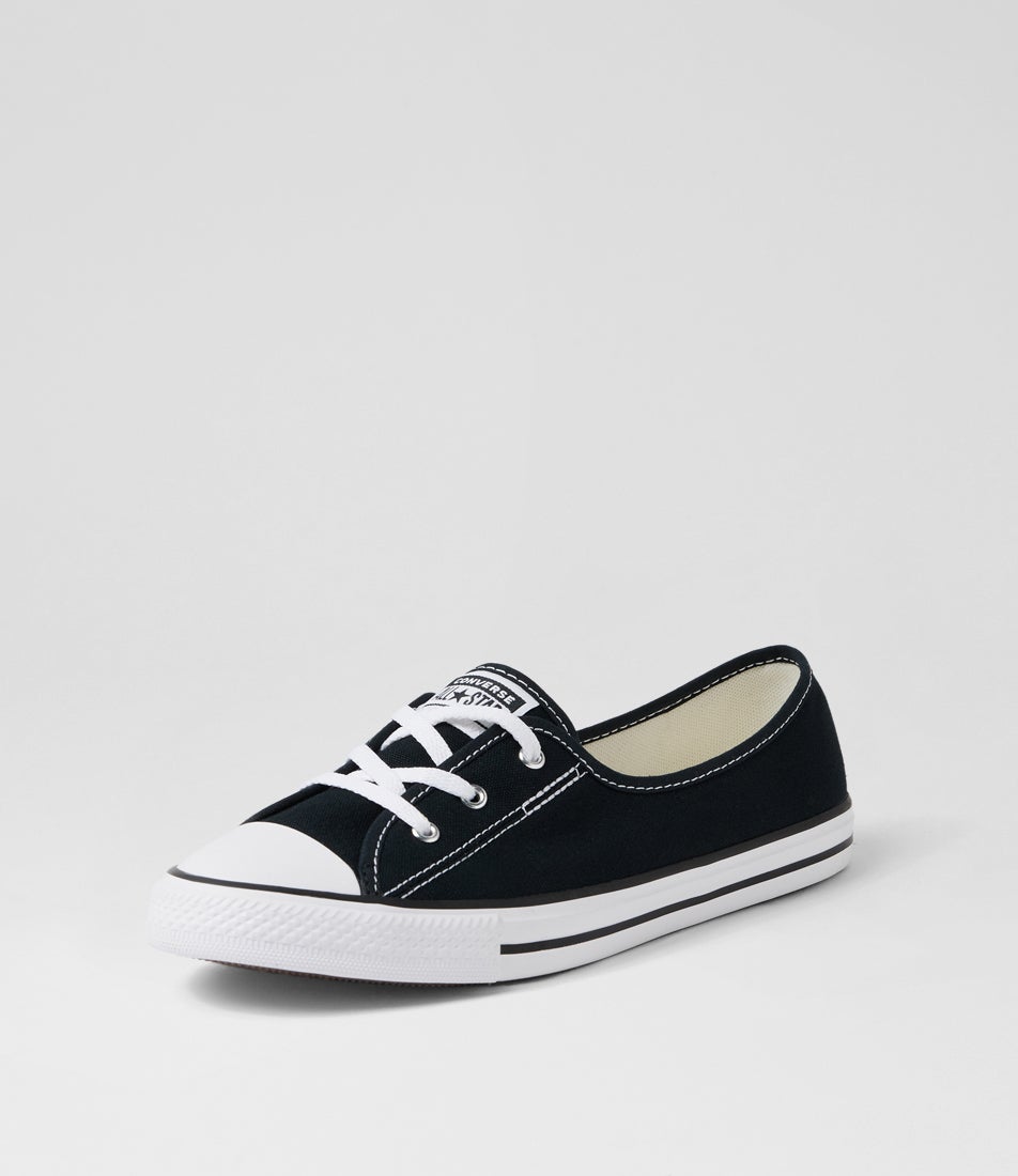 Ctas Ballet Lace Black White Canvas Ballet Flats