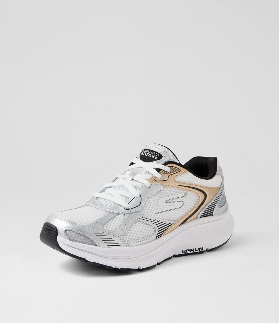 Go Run Consistent 2 White Silver Fabric Sneakers