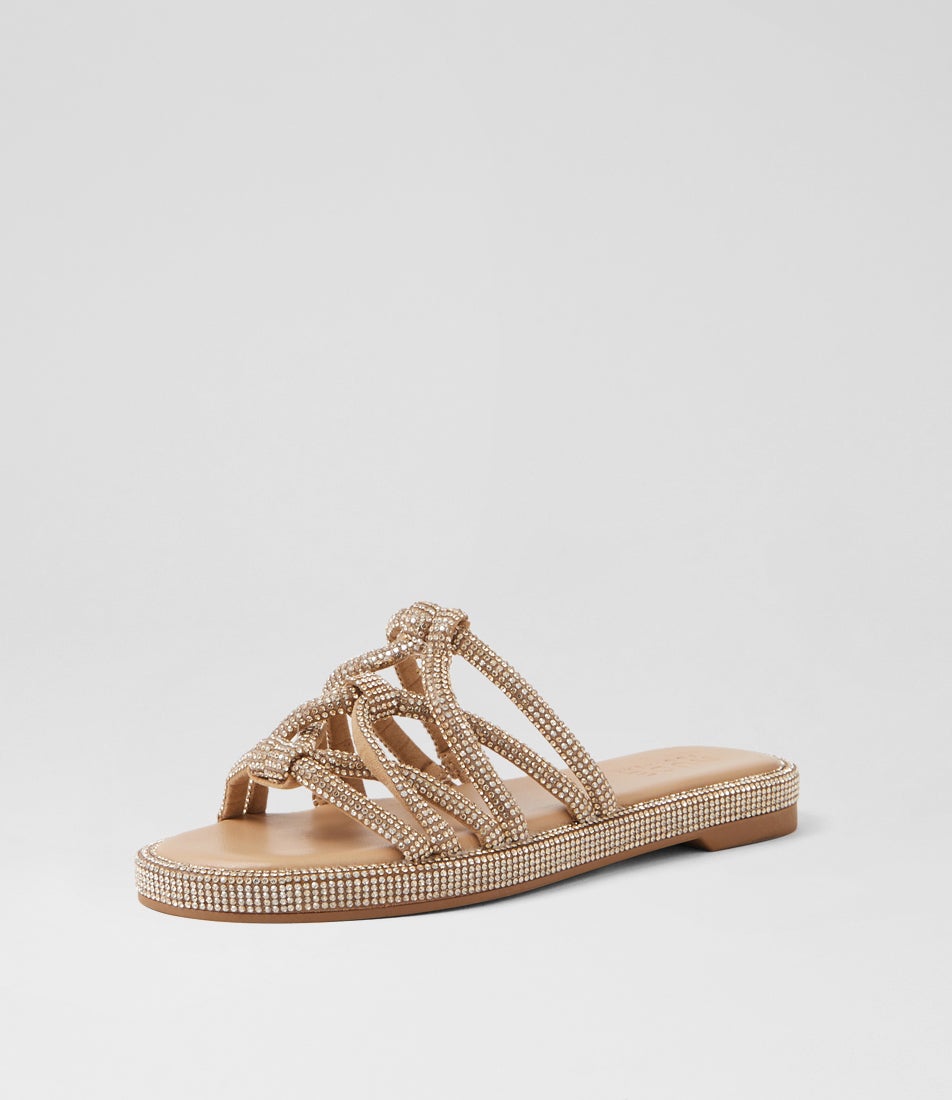 Sommer Gold Leather Slides