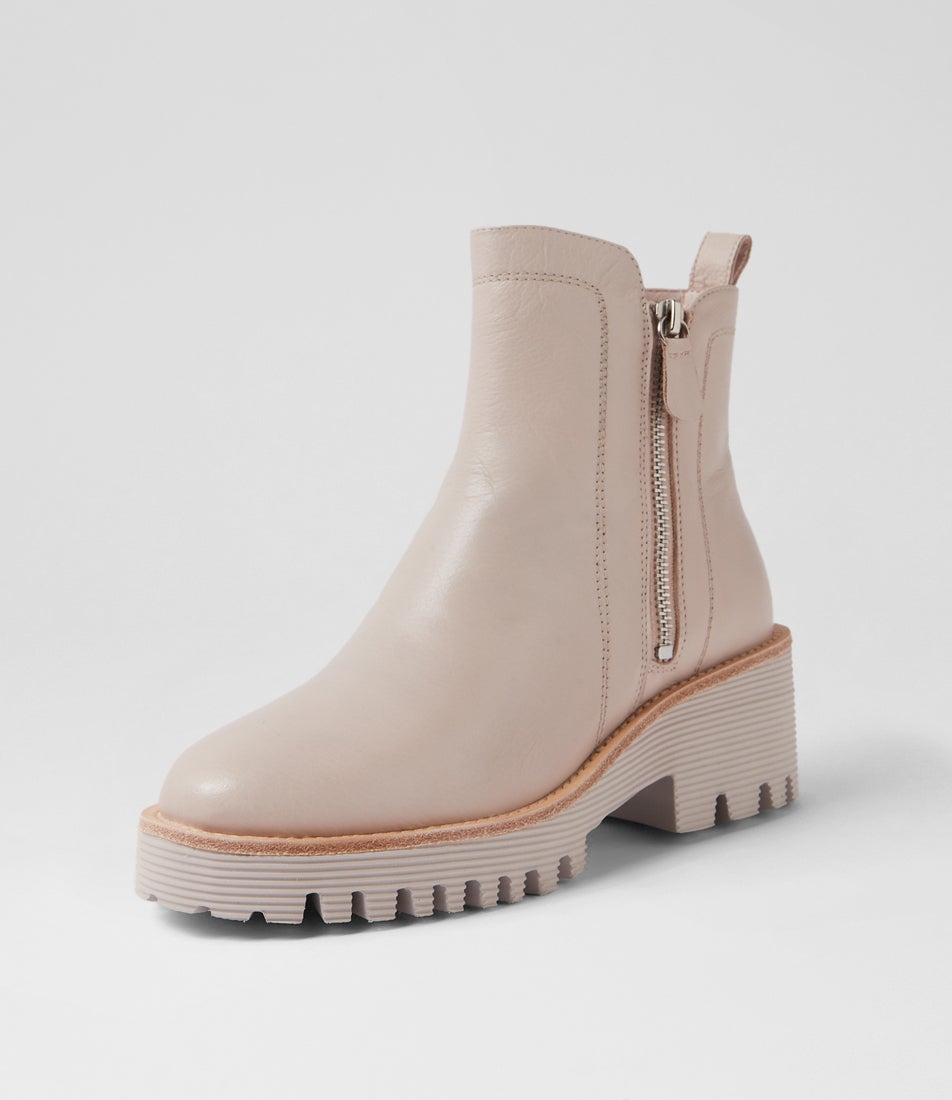 Waizey Nougat Leather Ankle Boots