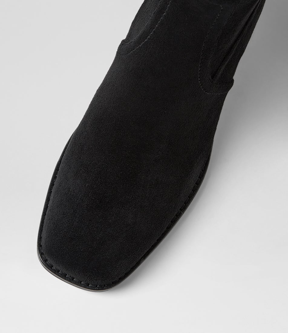 Adirna Black Stretch Microsuede Ankle Boots