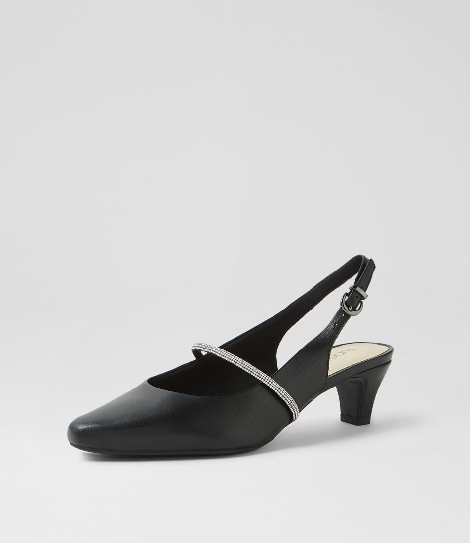 Lilium Black Leather Jewels Heels Lilium Black Leather Jewels Heels