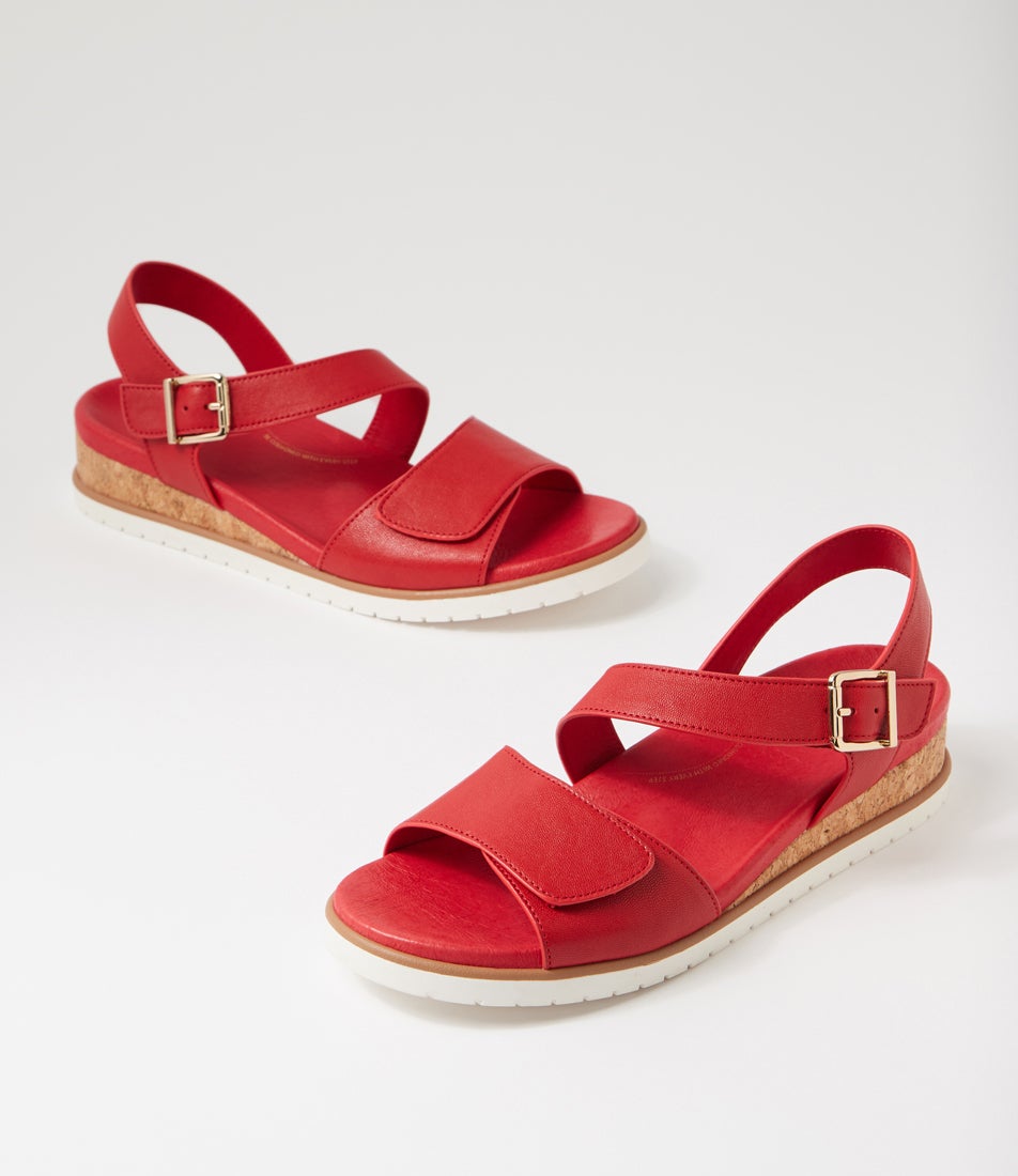 Vamsy W Red White Leather Sandals