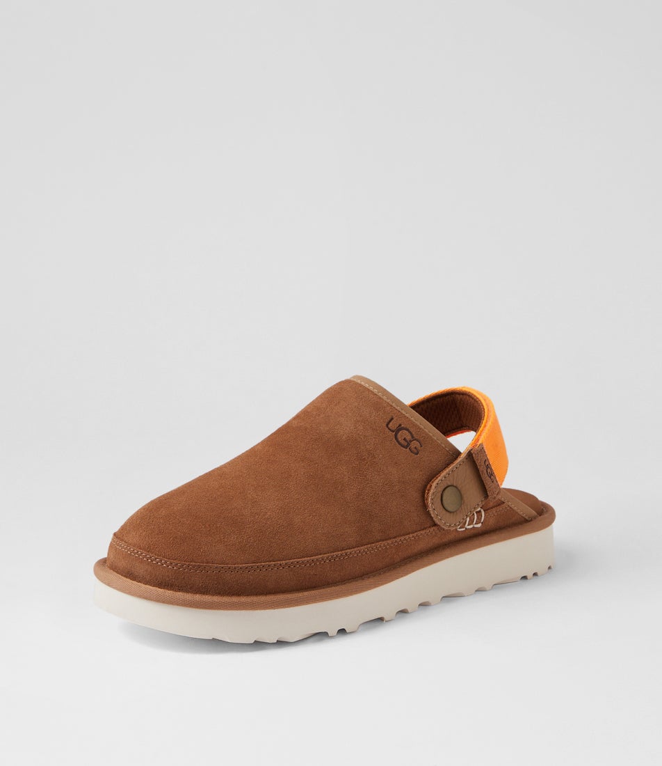 Goldencoast Clog Chestnut Bright Melon Suede Flat Shoes