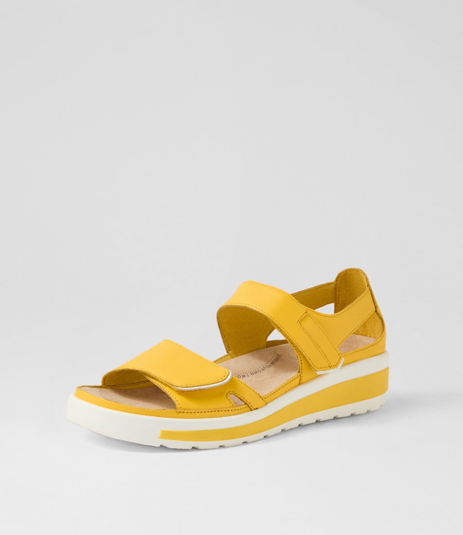 Gedd W Bright Yellow White Leather Sandals