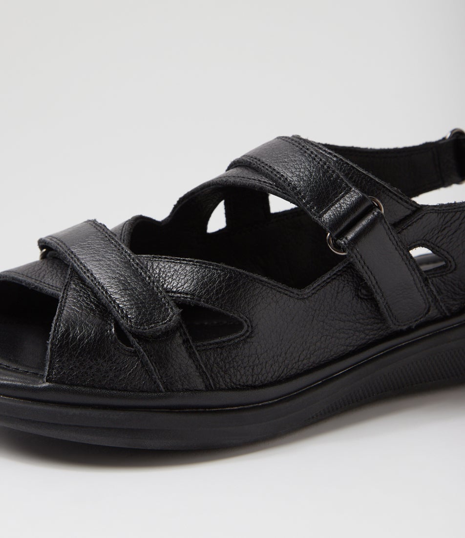 Donnia Black Leather Sandals