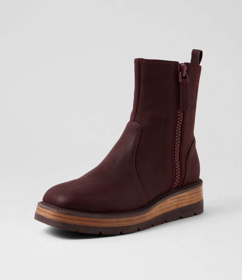 Thans Burgundy Natural Leather Ankle Boots