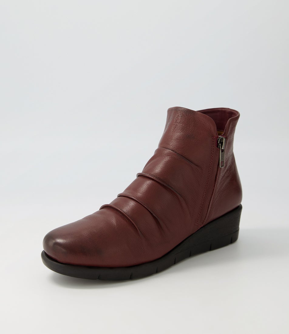 Maxie Wine Black Leather Ankle Boots