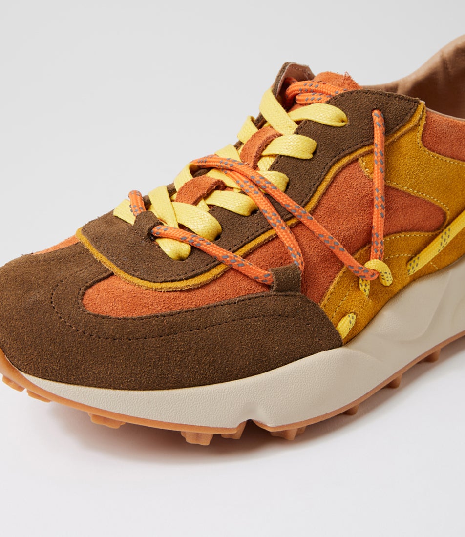 Jenlan Choc Orange Suede Multi Sneakers