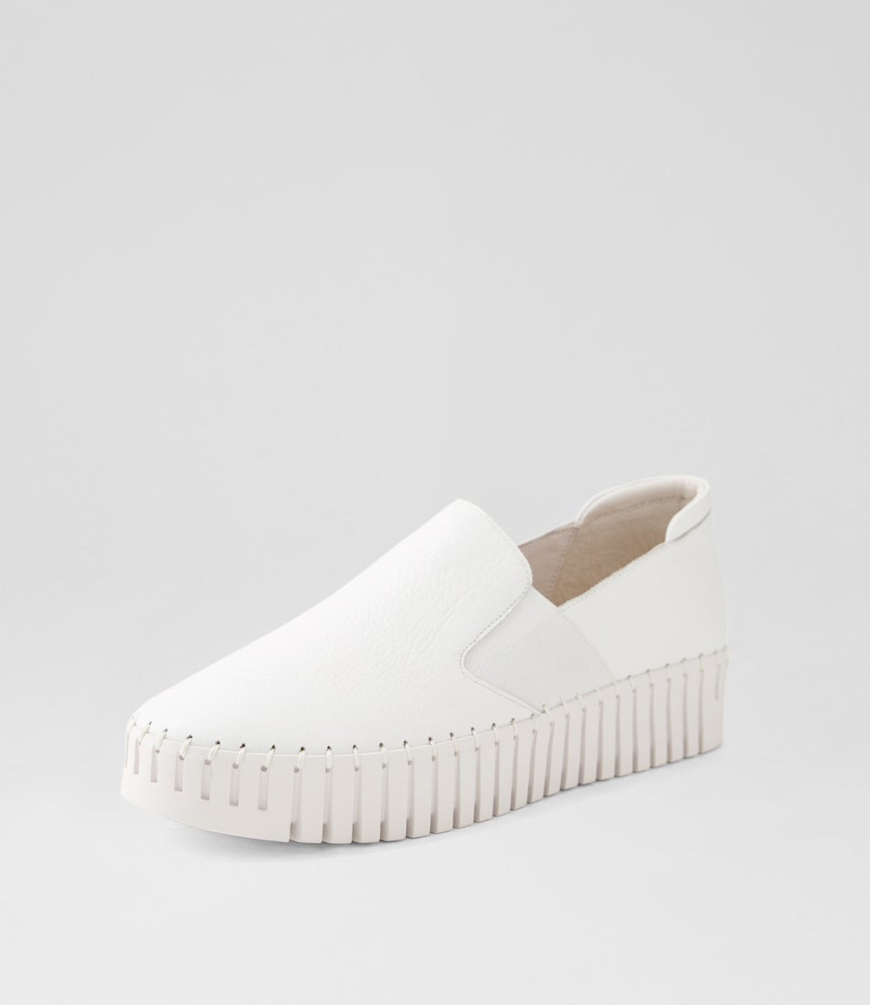 Becca White Leather Flat Shoes