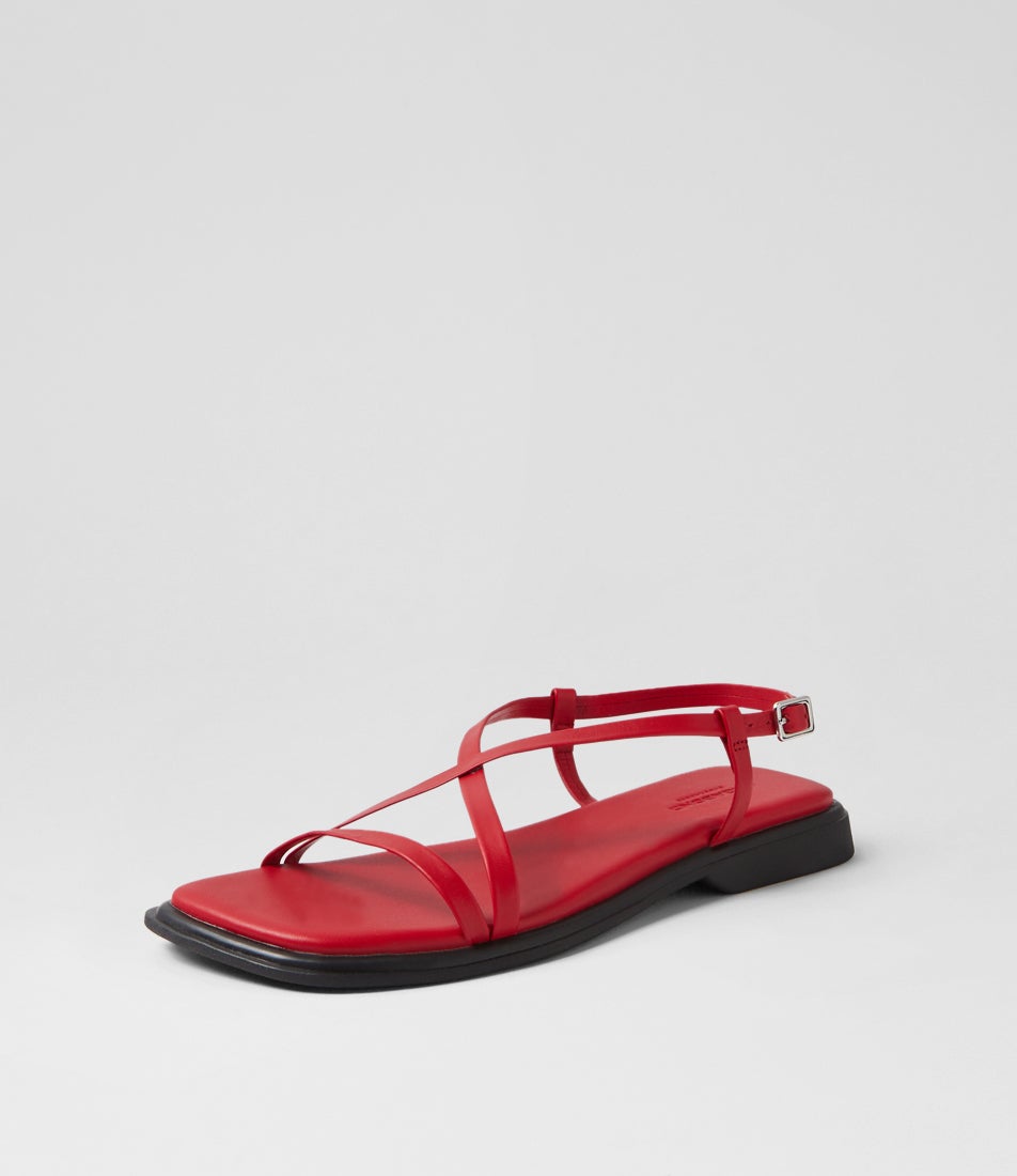 Izzy Bright Red Leather Sandals