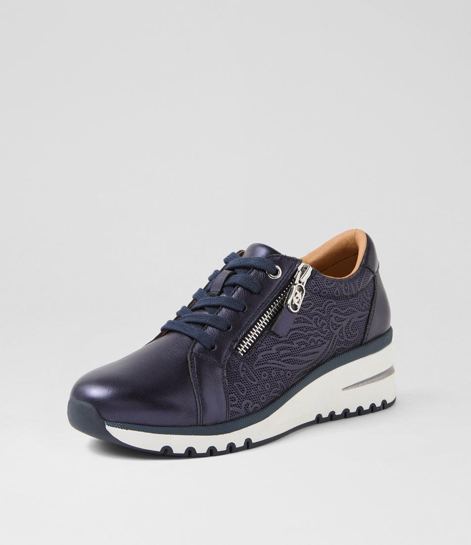 Lovin Navy Metallic Leather Sneakers