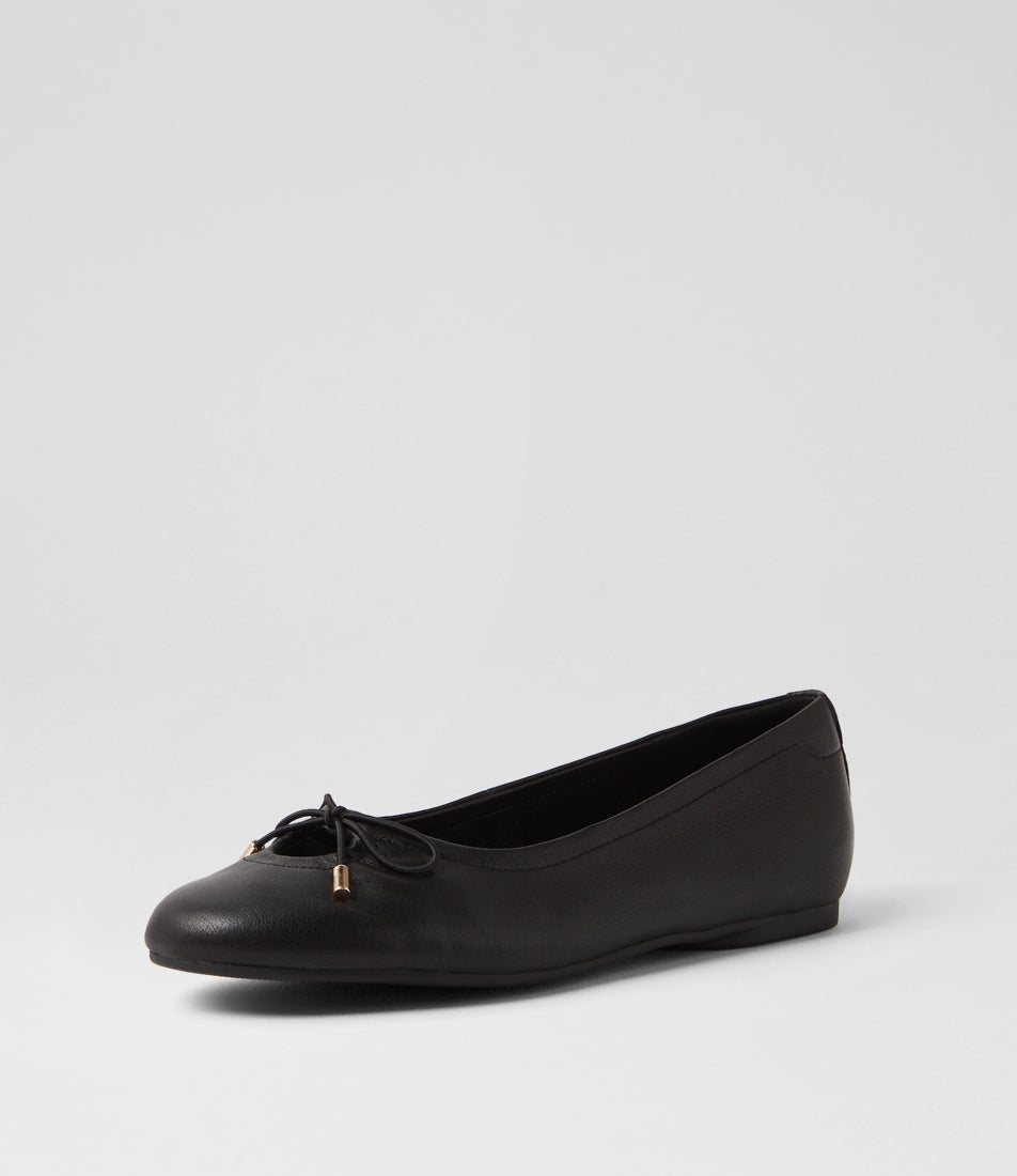 Belle Black Leather Ballet Flats