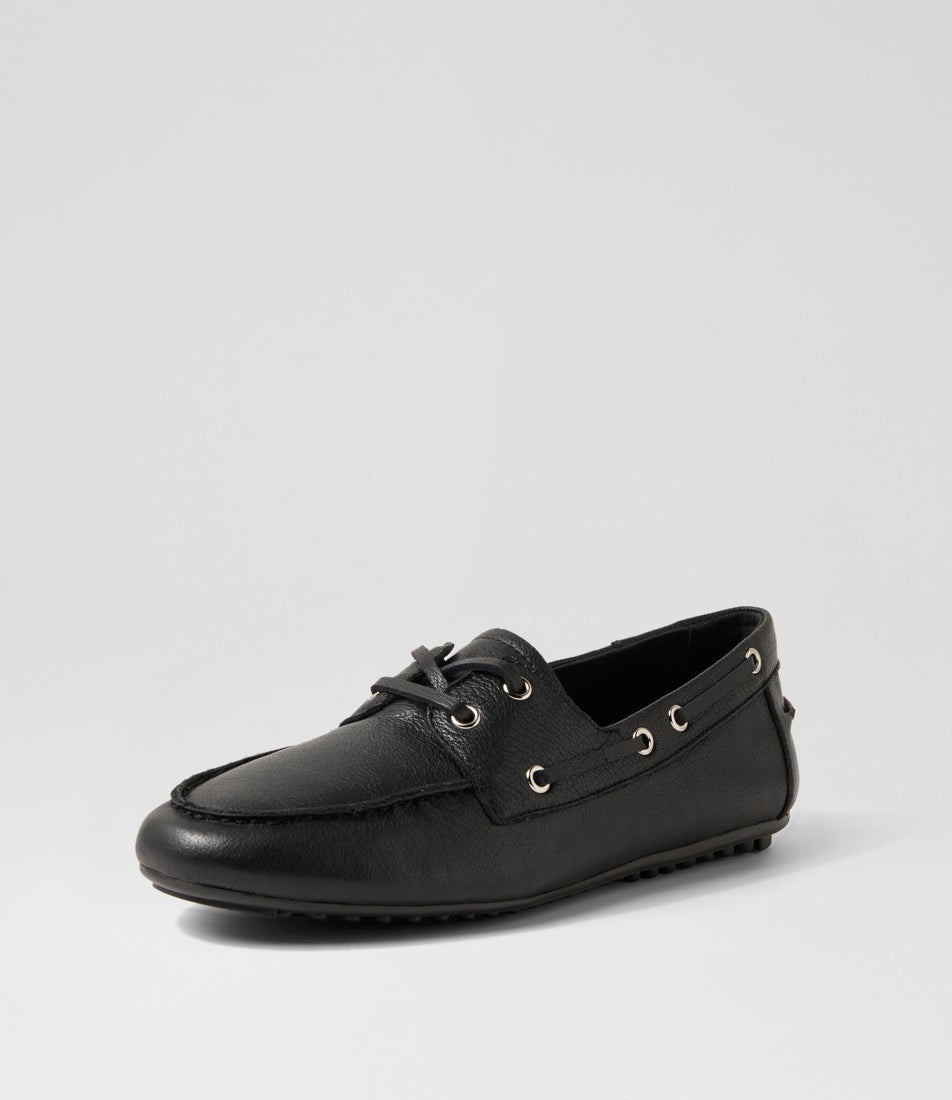 Vermonts Black Leather Flat Shoes