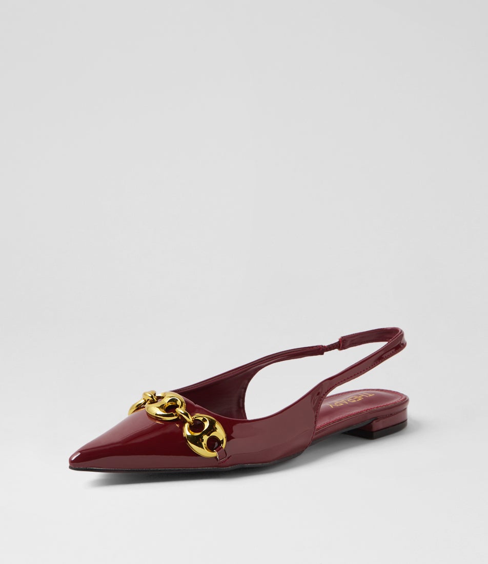 Guilty Bordeaux Patent Pu Flat Shoes