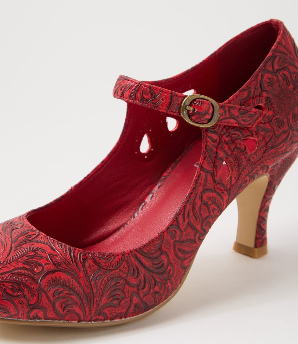 Mendy Red Baroque Mary Jane Heels