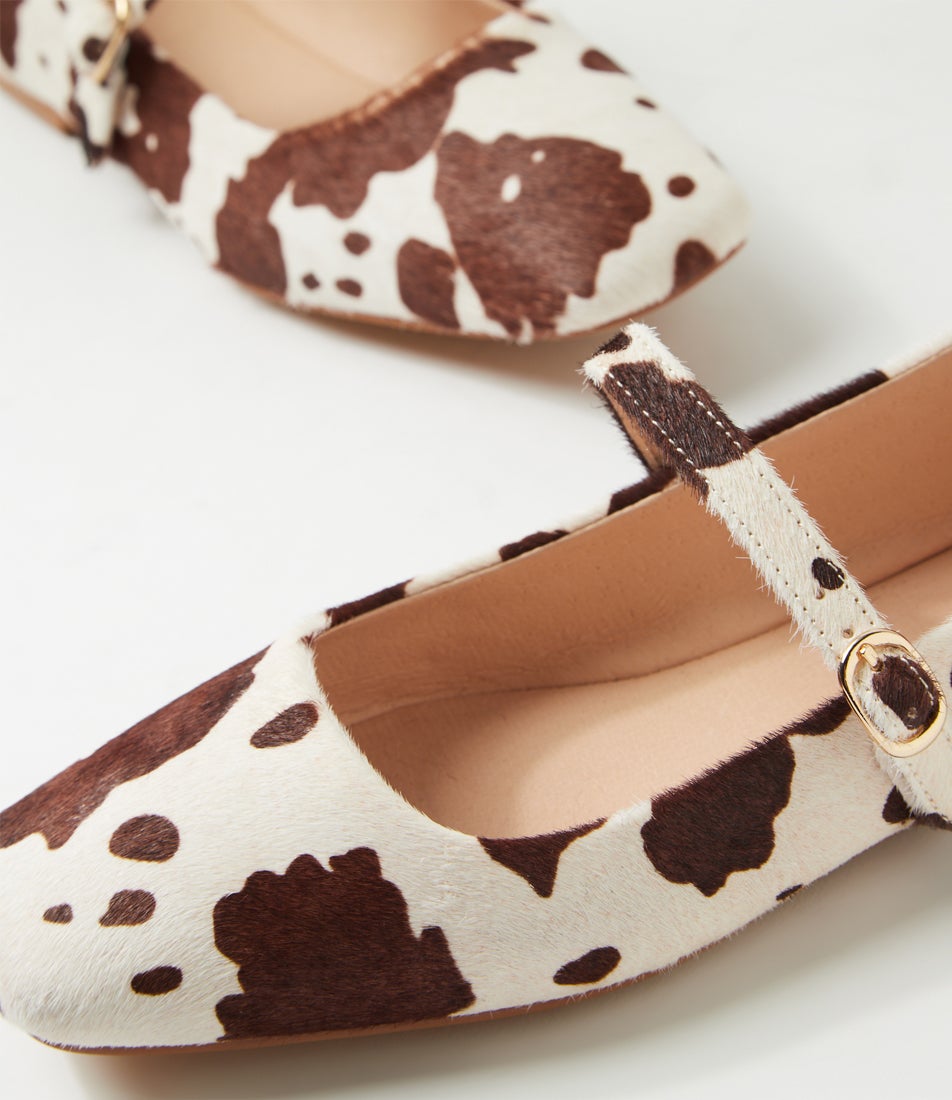 Tokena Cow Print Pony Ballet Flats