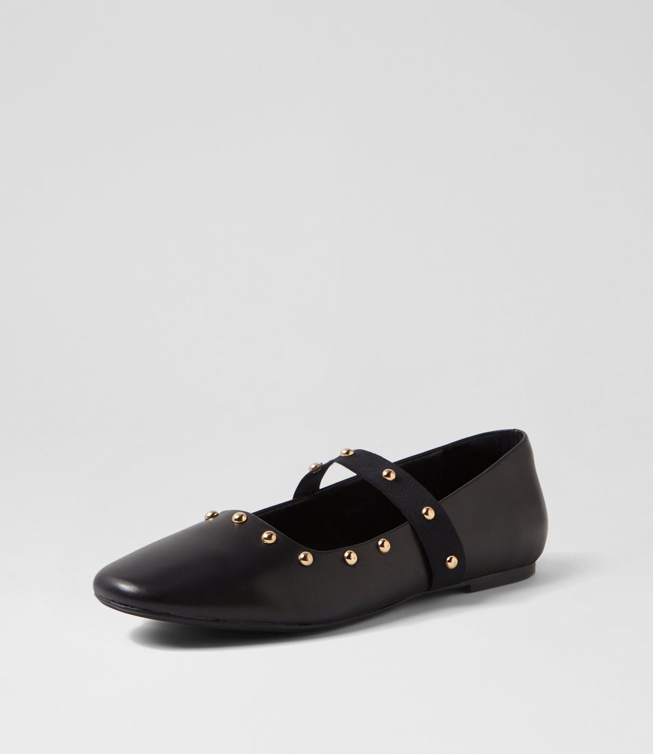 Blakely Black Leather Ballet Flats