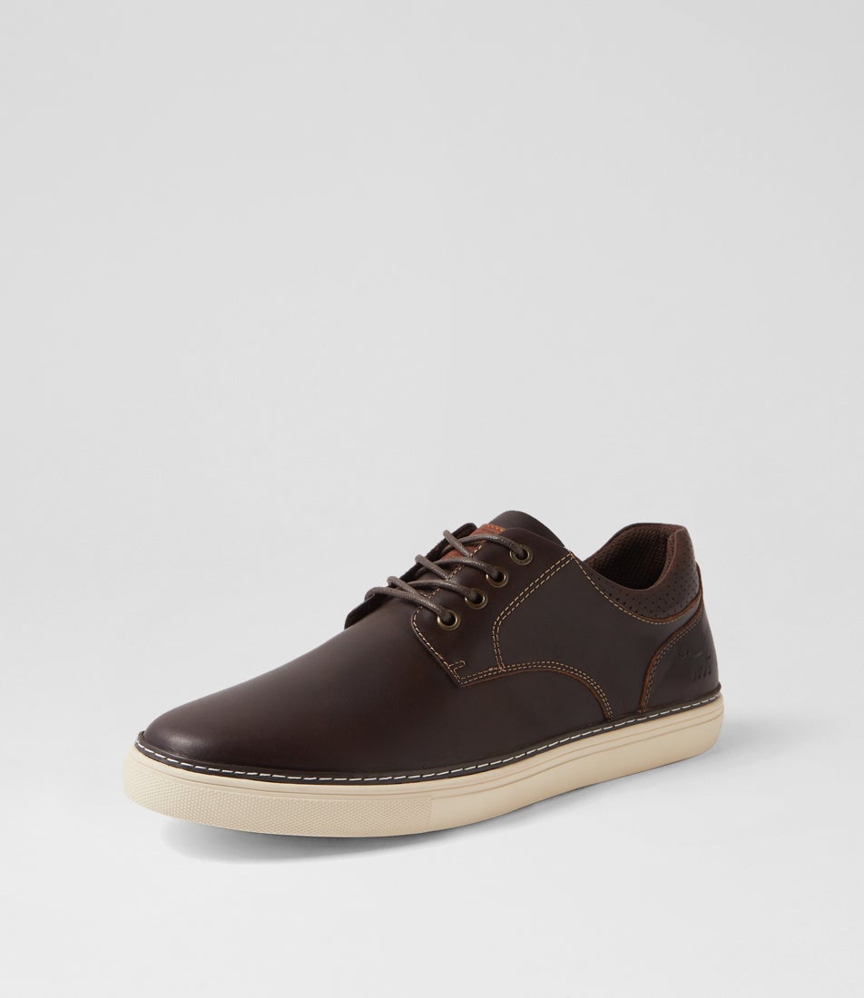 Border Dark Brown Leather Sneakers