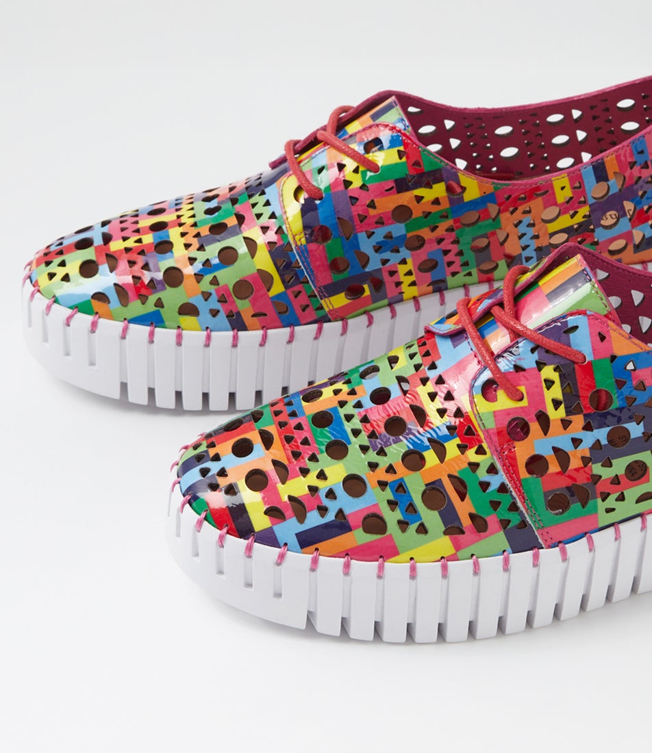 Belarus Pink Stripe Multi Patent Leather Sneakers