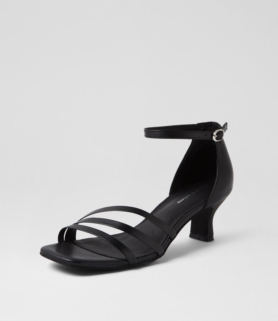 Utte Black Leather Sandals