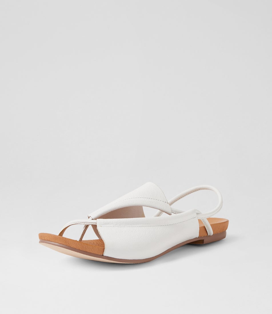Justa White Leather Sandals
