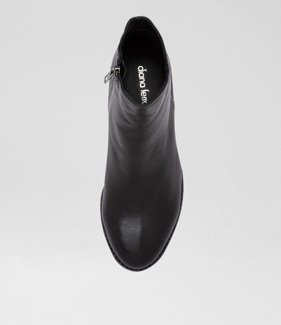 Mocker Black Leather Ankle Boots