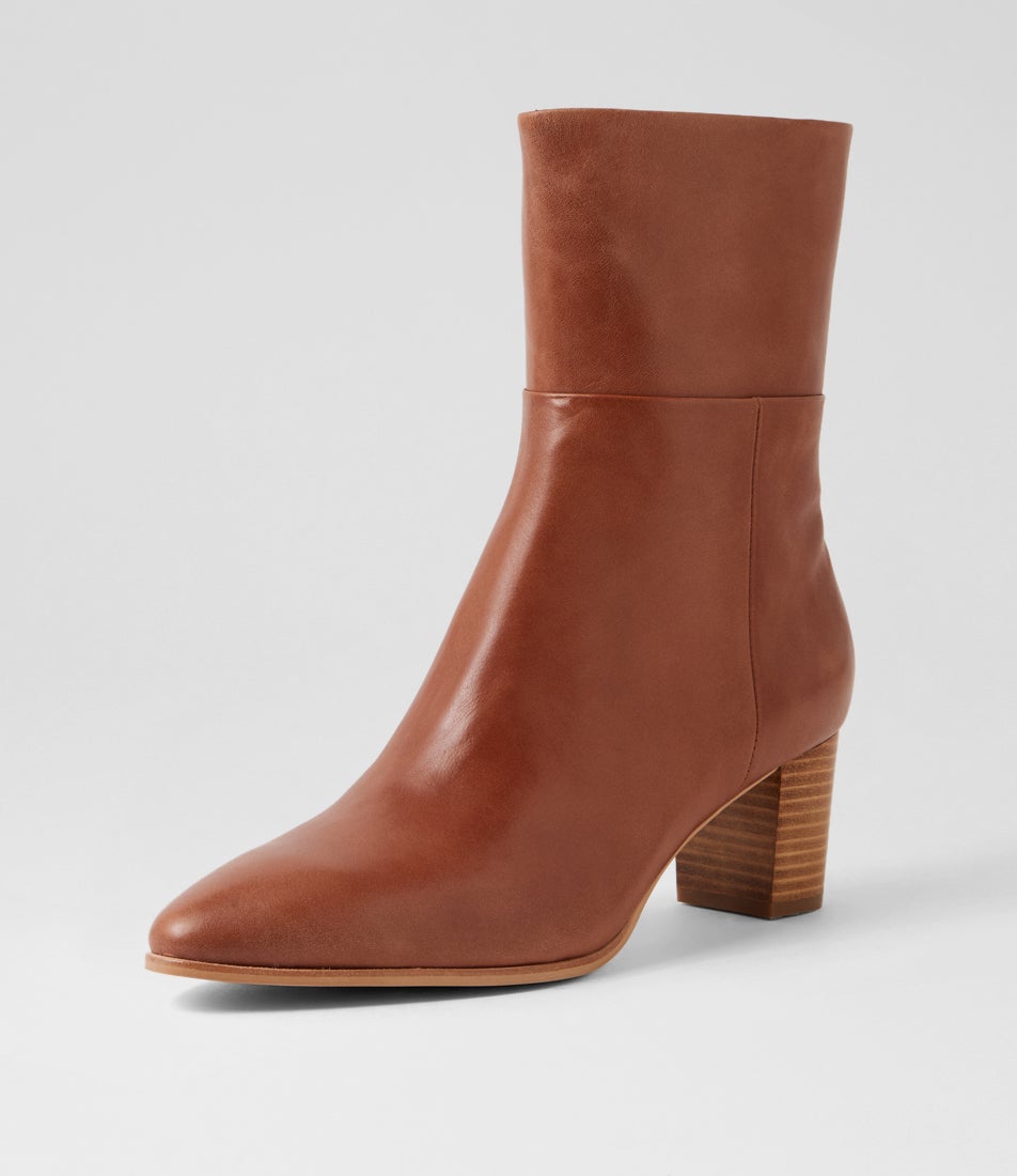 Bankit New Cognac Natural Leather Ankle Boots