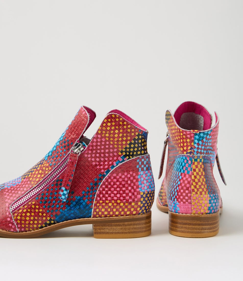 Norys Bright Multi Leather Ankle Boots