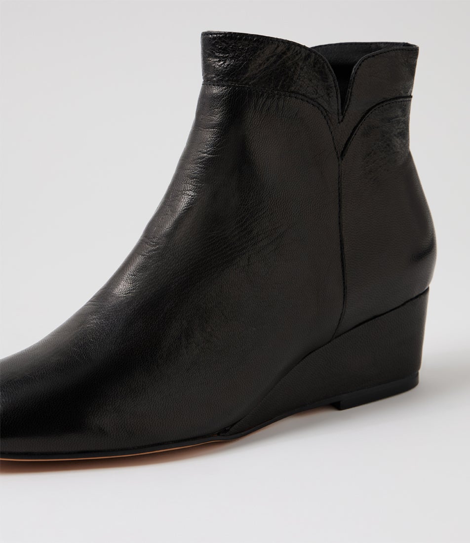 Grande Black Luxe Leather Ankle Boots