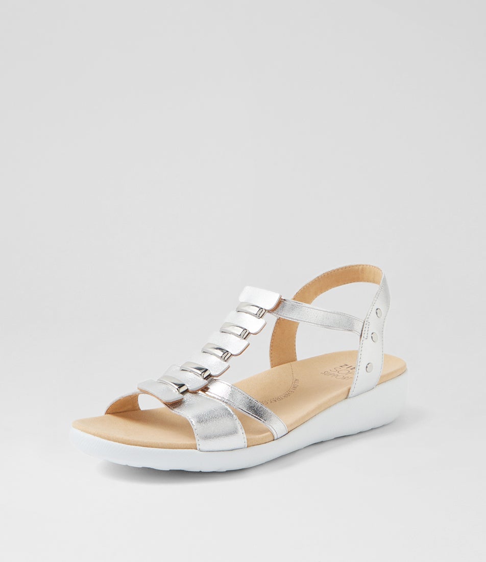 Ulover W Silver Leather Elastic Sandals