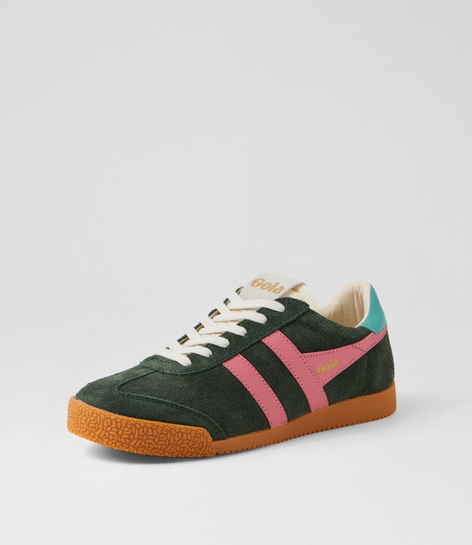 Elan W Dark Khaki Bubblegum Sea Mist Suede Sneakers