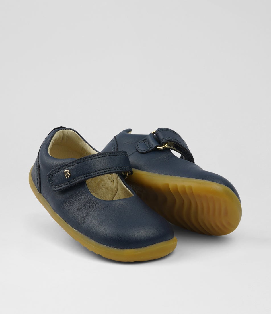 Su Delight Infant Navy Leather Flat Shoes
