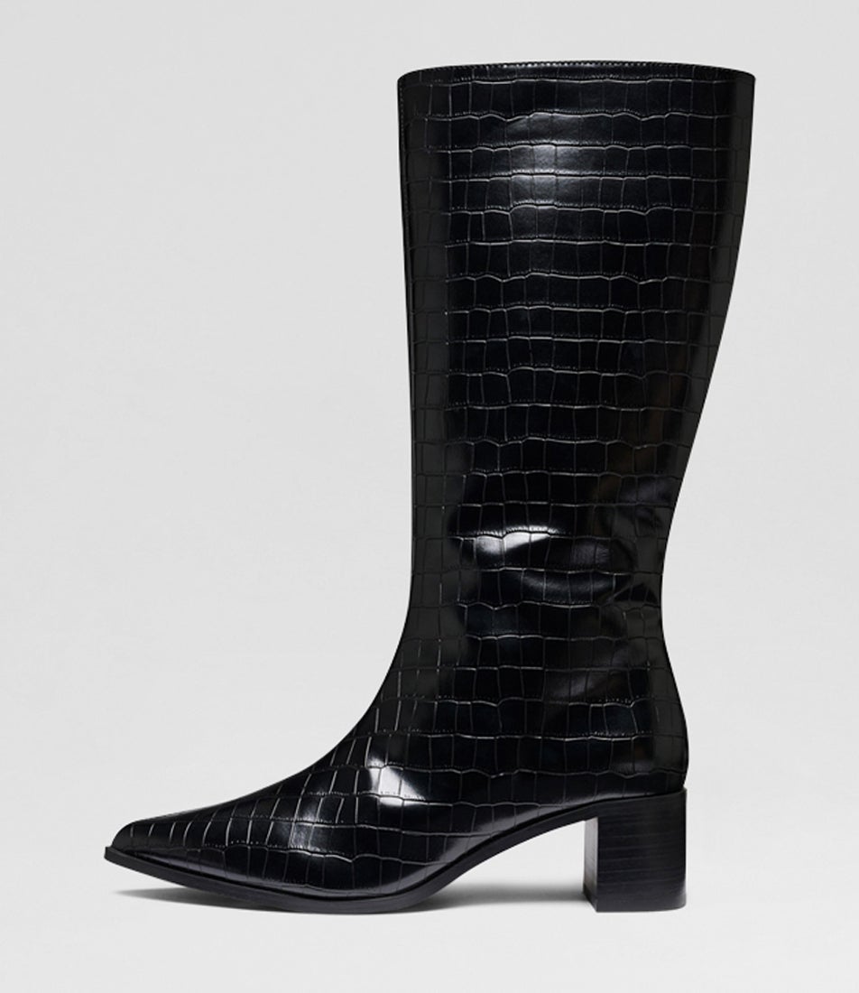 Penny Black Croc Knee High Boots
