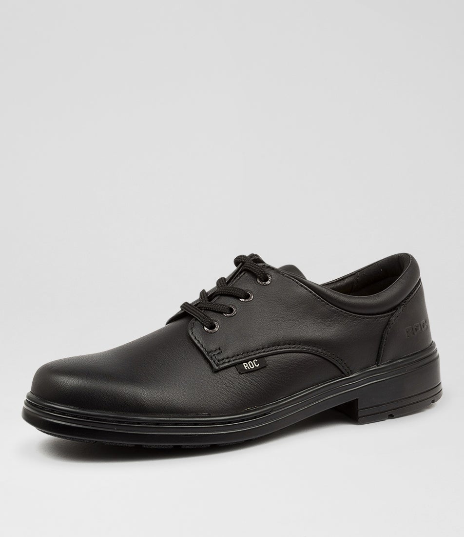 Larrikin Senior Black Leather Lace Up School Shoes
