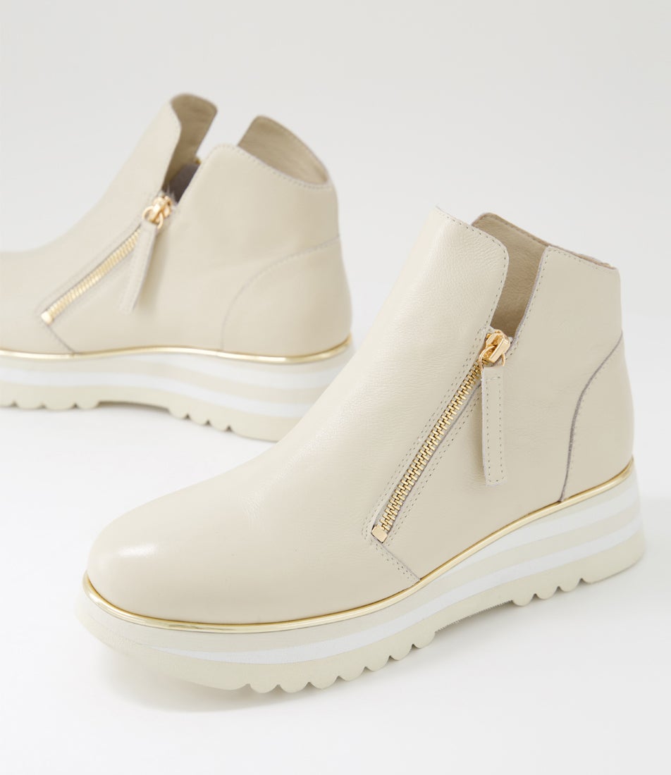Evol Milk Leather Ankle Boots