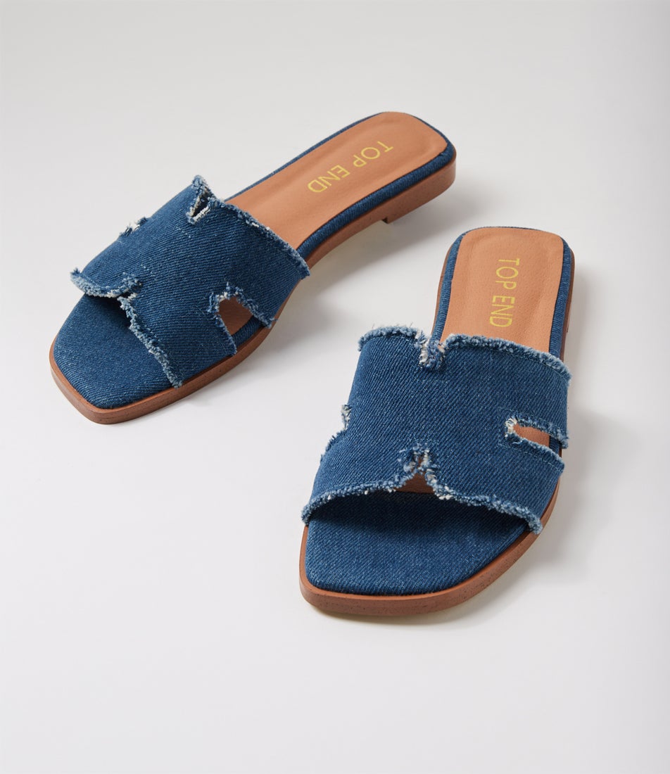 Lennox Dark Denim Fabric Slides