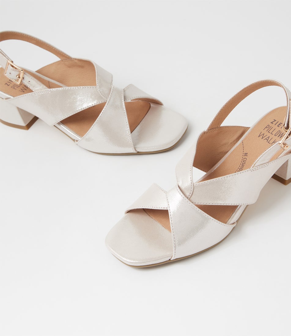 Carlen W Nude Shimmer Leather Sandals