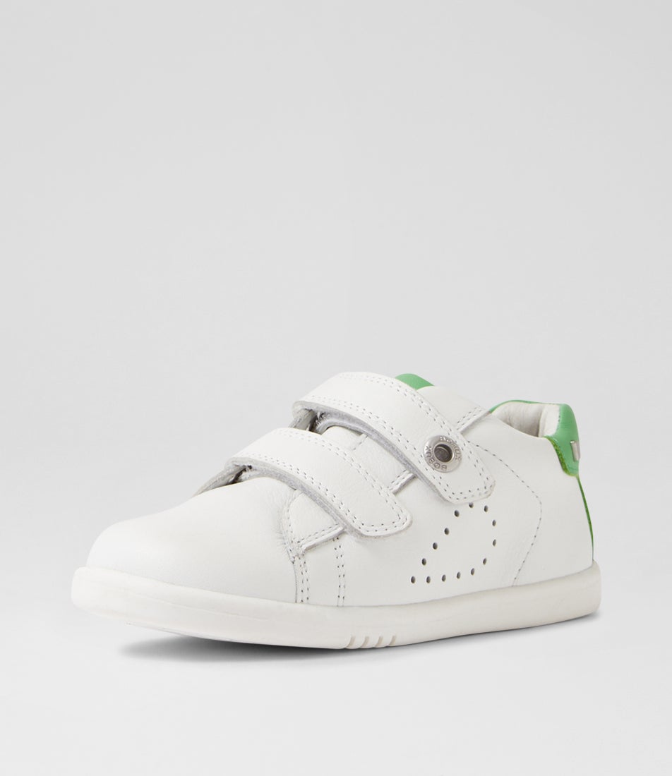 Iw Maverick Toddler White Retro Green Leather Flat Shoes