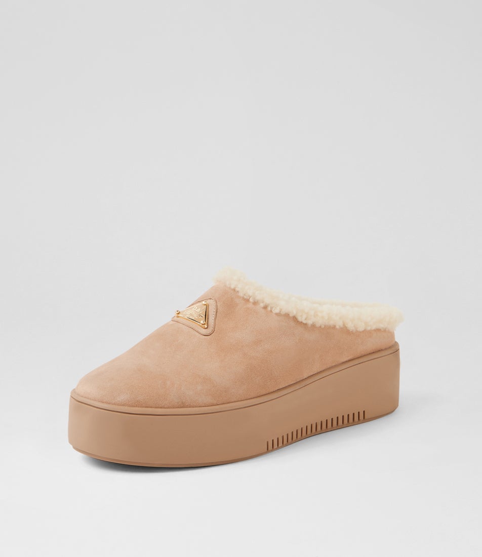 Willkie Sand Natural Suede Fur Slippers
